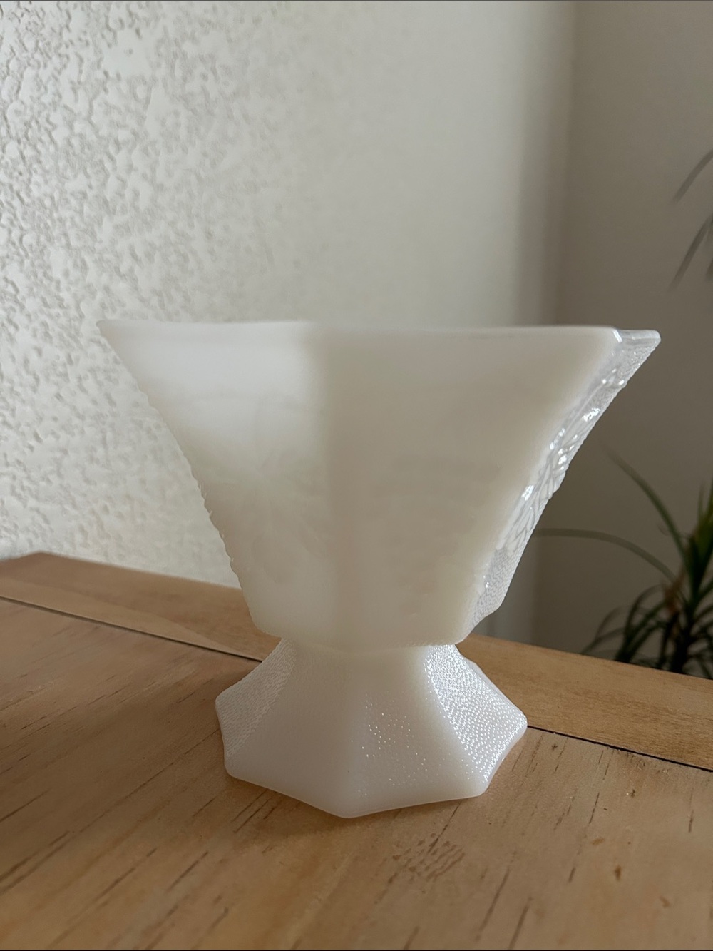 Milk Glass Decorative Glass Pedestal Vase - Brand Unknown